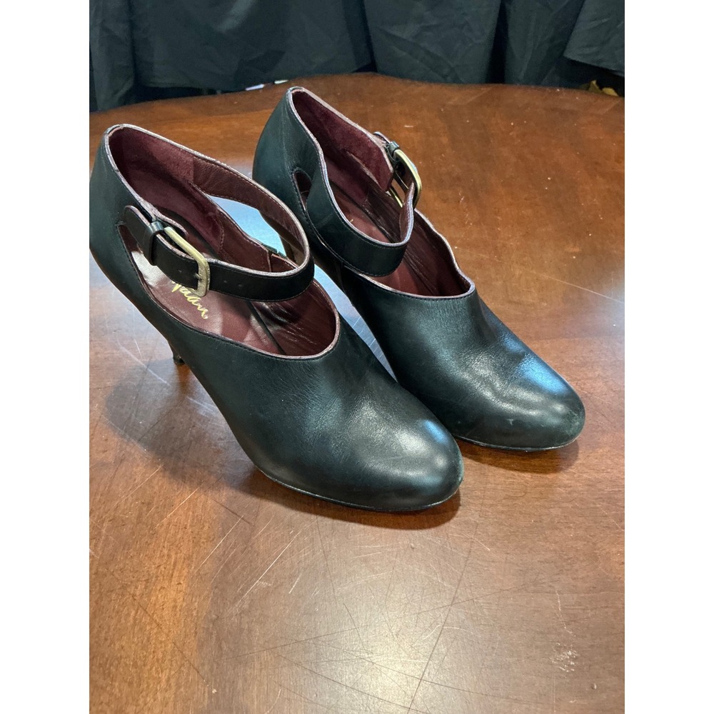 Cole Haan Pumps Nike Air 6.5B Black Leather Ankle Strap Stiletto Heel Almond Toe